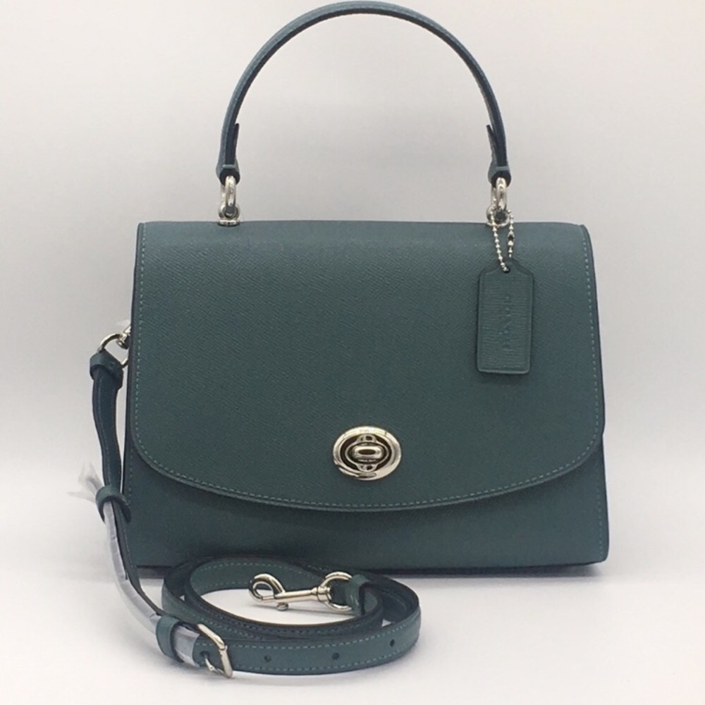 Coach Tilly Top Handle Dark Turquoise Cross Body - Picture 2 of 15